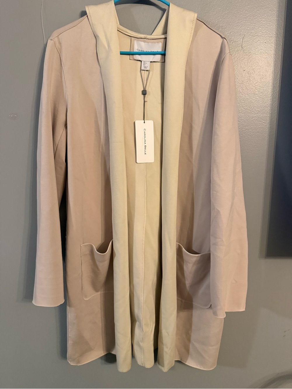Carolina Belle Blush and Cream Open-Front Hooded Jacket